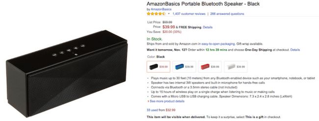 Fotografía - [Offre Alerte] AmazonBasics portable Bluetooth Speaker est en baisse par 59,99 $ 39,99 $ Pour